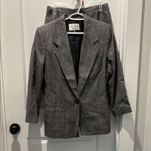 Gray Plaid Blazer and Pants Set